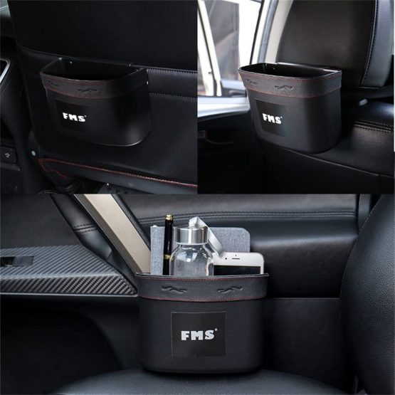 FMS Car Bin Trash Box can Storage Box Holder Hook Universal Storage Organiser and Garbage Holder for Car Door Packet and Seat Back (Black) - Image 3
