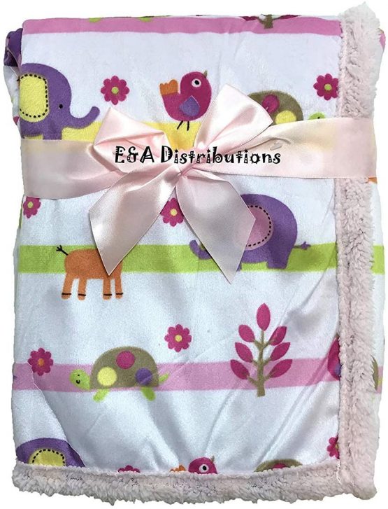 Baby Boys/Girls Jungle Animal Design Supersoft Microfleece Wrap Blanket (75cm x 100cm) (White/Pink) - Image 2
