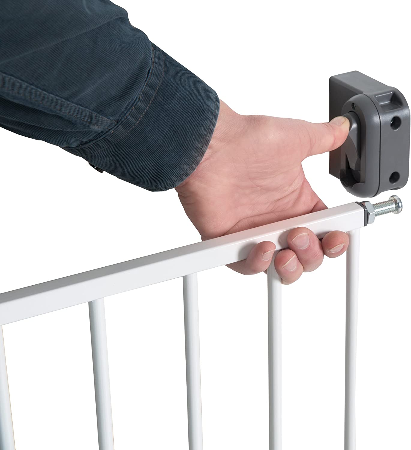 roba Metal Baby Gate 'Easy Step' - Children's Protective Gate - Extra-High Door Gate Variable Width Between 60-97Cm (White) - Image 4