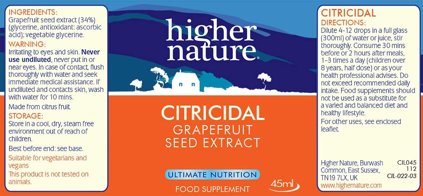 Higher Nature, Citricidal Grapefruit Seed Extract, Digestive Support, Made with Grapefruits, Gluten Free, Vegetarian & Vegan - Image 2