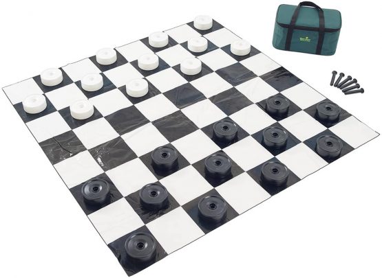 Big Game Hunters 804 10 Centimetre Diameter Pieces with 1.2 Metre Square Mat Garden Draughts, Checkers Set