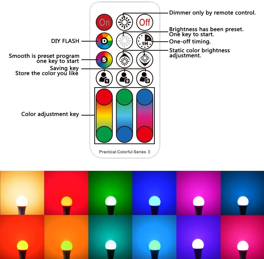 iLC LED Light Bulbs Colour Changing 10W E27 Edison Screw RGBW Lights, RGB Warm Coloured, 120 Color Choices - Image 4