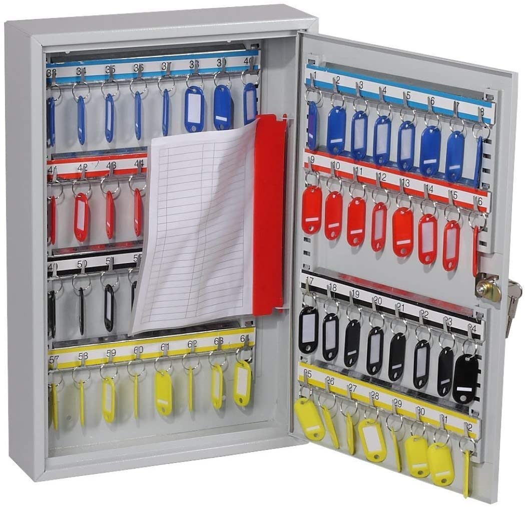 Phoenix Safe Company - KC0602K Commercial Key Cabinet - 64 Hooks, Light Grey, 8x30x45 cm - 64 Hooks - Image 2