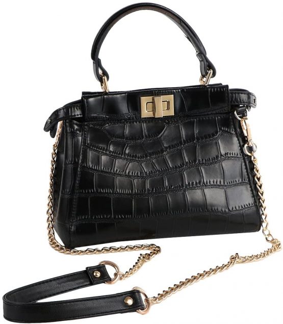 kilofly 2pc Gold Plated Faux Leather Removable Clutch Chain Shoulder Straps Set - Image 4