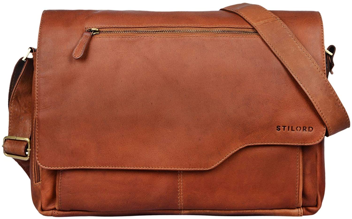 STILORD "Marvin" Leather Bag Men Messenger for Business University College Vintage Crossbody Shoulder Bag 15.6 inch Laptop Genuine Leather Colour:Cognac-Brown - Image 2