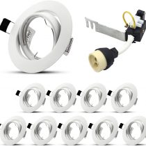 HiBay 10 Packs Modern LED GU10 Downlights Recessed Ceiling Lights Round White Chrome Minimalist Spotlight Fittings 240V