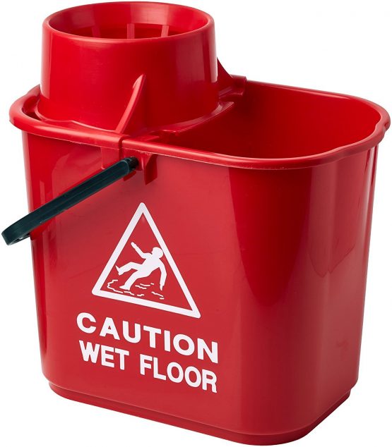 2WORK SM15RD Plastic Mop Bucket with Wringer, 15 Litre, Red