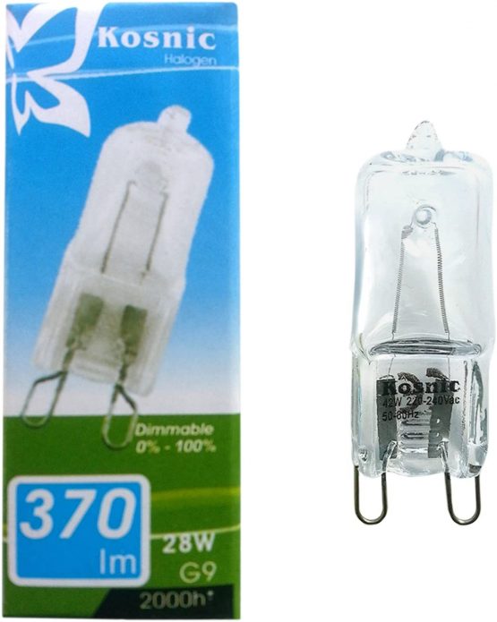 Pack of 20 x G9 28W=40W Brightness Bulbs Kosnic Branded 240V Volt Mains Dimmable C Rated Long Life Eco Halogen Energy Saving Bulbs Capsules Lamps Safety Fused 2000 Hour Individually Boxed UK Stock