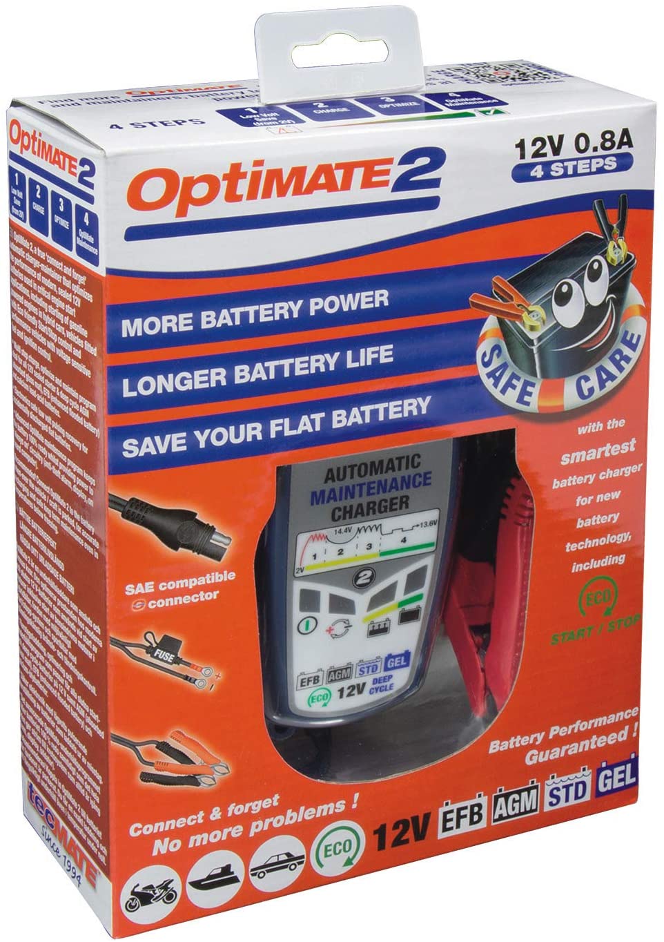 OptiMate 2 12V Motorcycle Car Automotive Smart Charger, Blue, black, Einheitsgröße - Image 3
