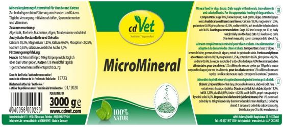 cdVet Naturprodukte MicroMineral Hund & Katze 3 kg - natural micronutrient supply - relief detoxification organs - mineral balance - metabolism - coat - vitamin protection - - Image 2