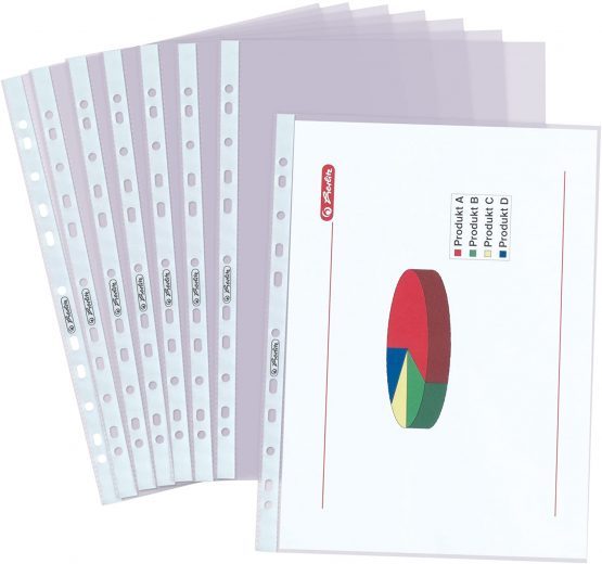 Herlitz Extra Strong Polypropylene Pack of 10 A4 Strong Plastic Poly Pockets Wallet Sleeves Clear - Image 2