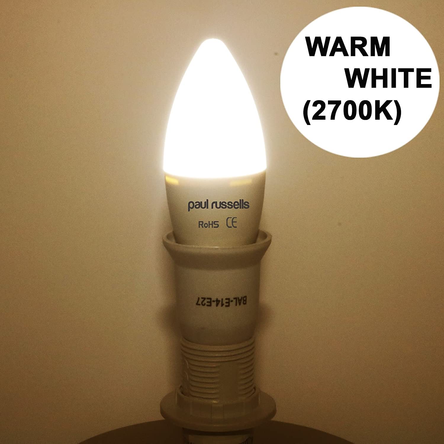 paul russells LED Light Small Edison Screw E14, 25watt Equivalent, 2.5W 250LM LED Bulbs, 2700K Warm White Lamps - Image 3