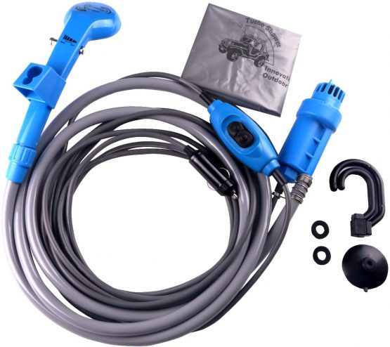 LIEBMAYA 12V car cigarette lighter Portable shower electrical pump for Outdoor Camping Car washing dog cleaning blue