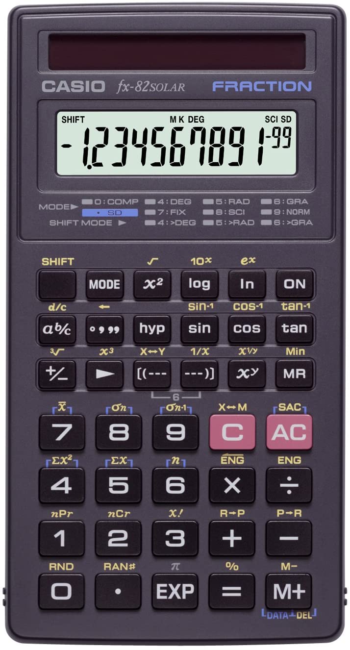 Casio FX-82 SOLAR Pocket Calculator, black