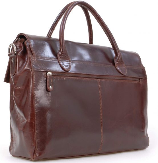 CATWALK COLLECTION HANDBAGS - Ladies Extra Large Leather Briefcase/Shoulder/Cross Body Bag - Women's Organiser Work Bag - Laptop Bag With Padded Compartment - HELENA - Brown - Image 4