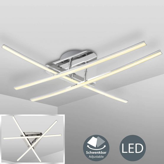 B.Kt - Modern Design LED Ceiling Light, 3X 8W LED Boards Included, Warm White 2400 lm, Silver