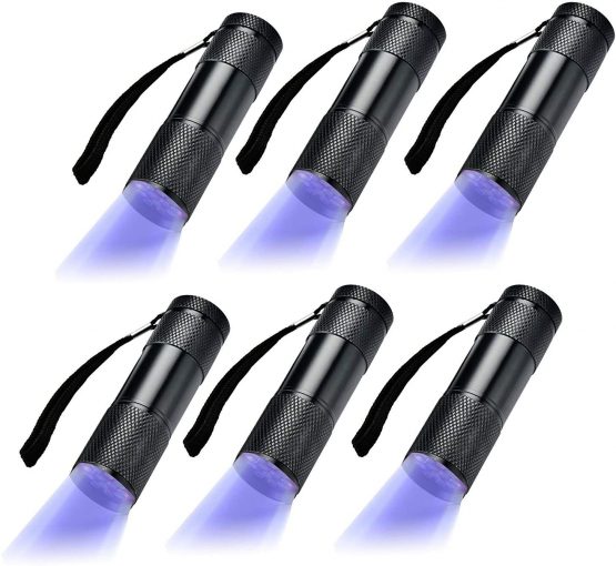 LEAGY 6 Pack UV Ultra Violet Blacklight 9 LED Flashlight Torch Light Outdoors Etc
