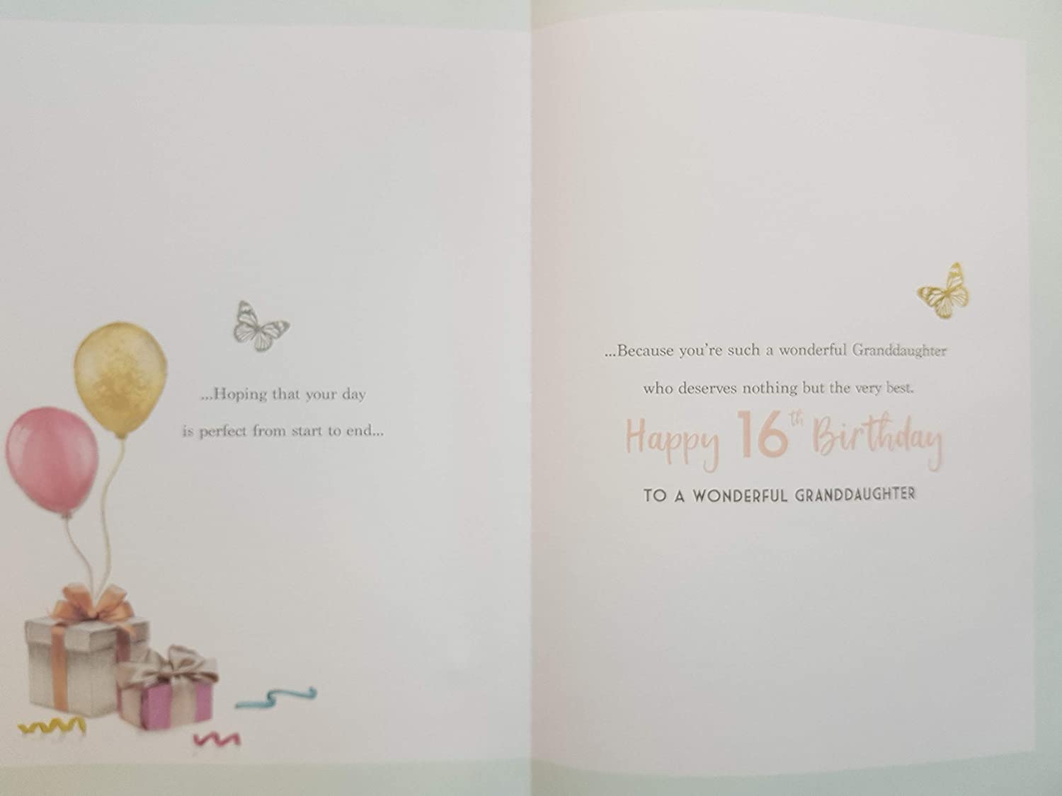 For A Special Granddaughter on Your 16th birthday card - 8279, Red Metallic, 23cm x 15cm - Image 2