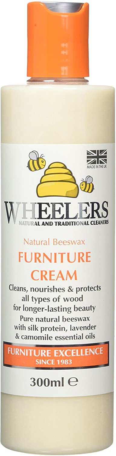 Wheelers Natural Wood Furniture Cream (300ml) Natural Beeswax Furniture Polish Infused with Essential Oils
