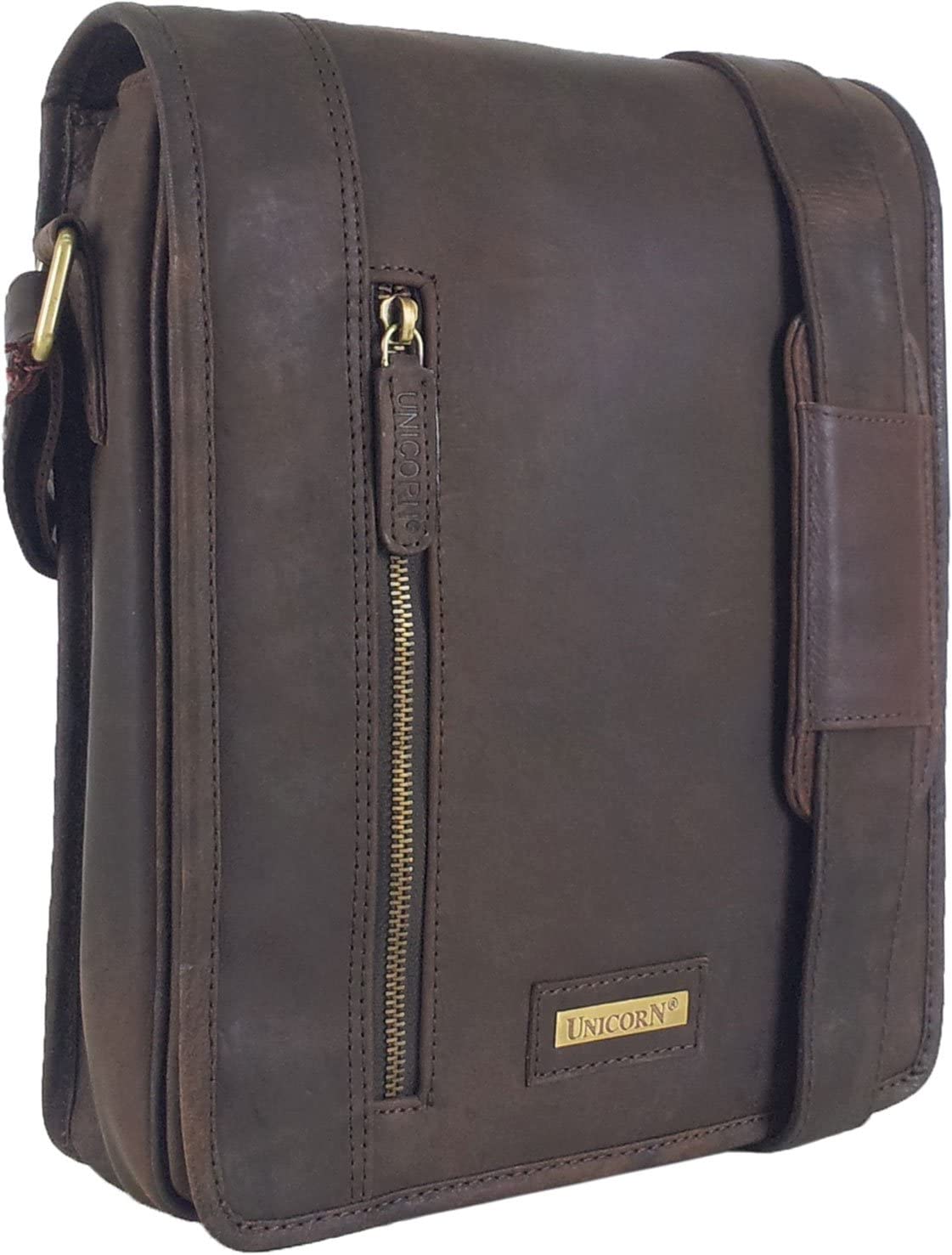 Unicorn Real Leather Brown iPad, Ebook Accessories, or Tablet Messenger Bag #6k