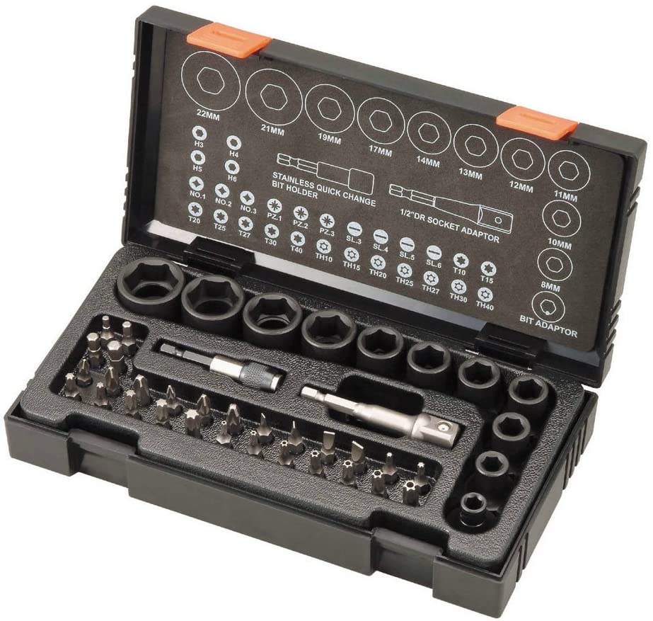 HITACHI 752500 45 Piece Impact Socket and Bit Set, Green, Variety Pack