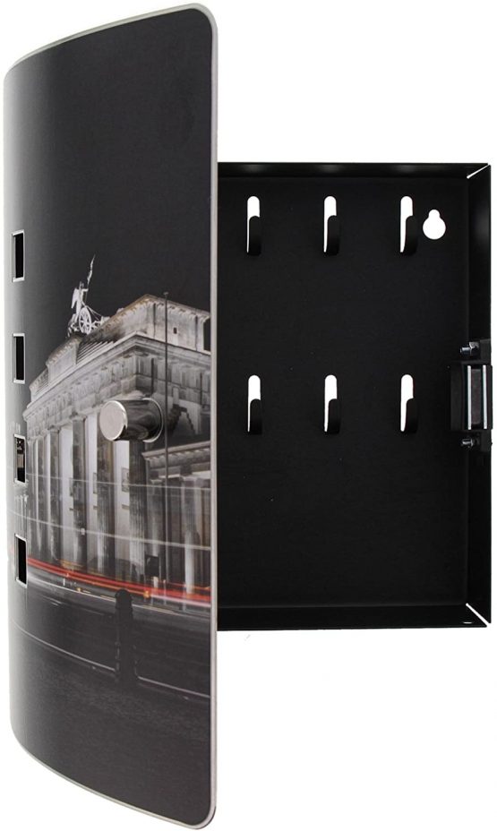 Burg-Wächter Stainless Steel Door Wall Key Box with 10 Hooks Practical Magnetic Closure Printed, 240 mm 6204/10 Ni Berlin Night - Image 3