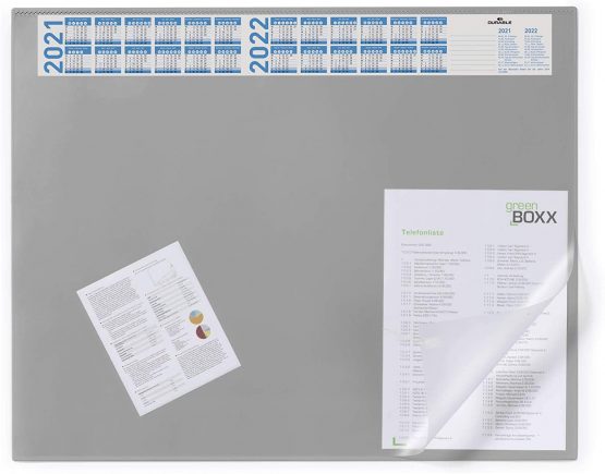Durable Desk Mat with Annual Calendar Grey | 65 x 52cm | Pack of 1 | Anti-Glare Transparent Overlay Included | Ideal for Offices and Home Offices - Image 3