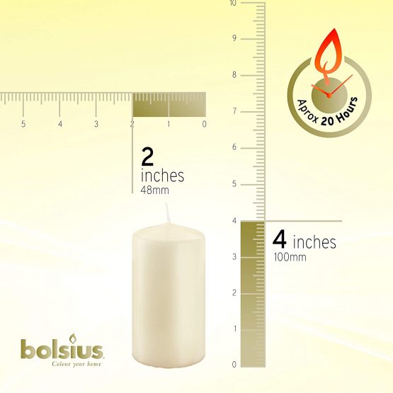 Bolsius pack 4 Pillar Candles Regular, "Ivory 50 mm Width" - Image 2