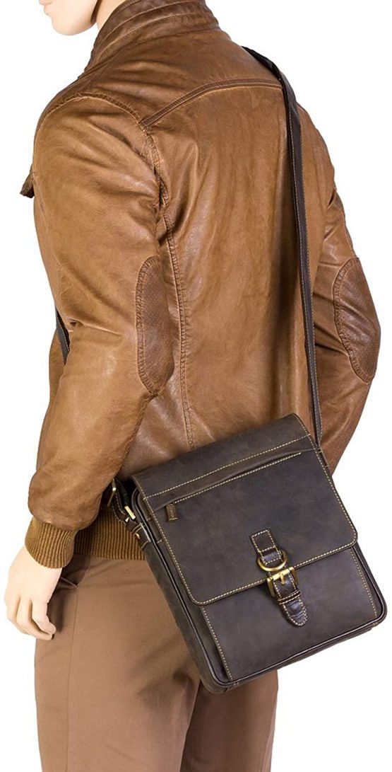 VISCONTI - Cross Body Organiser Bag - Genuine Leather - Flap Over Shoulder Messenger Bag - iPad/Kindle -16011 - LINK - Image 2