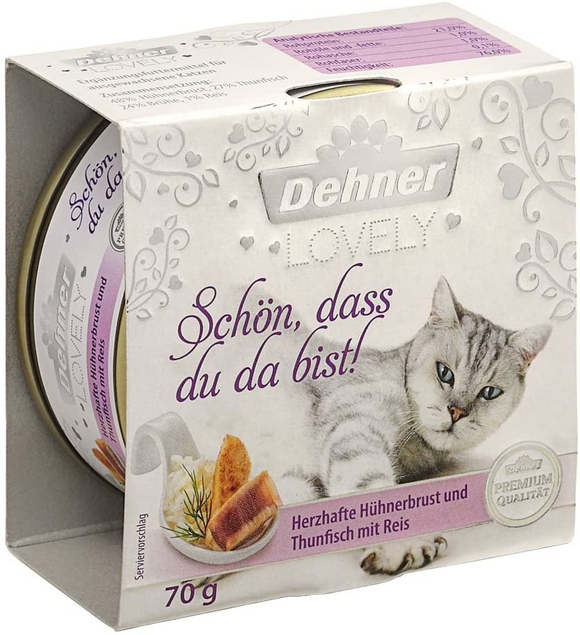 Dehner Premium Lovely Dietary Supplement, Chicken Breast Cat Food Adult Tuna With Rice, 24 x 70 g (1680 g - Image 3