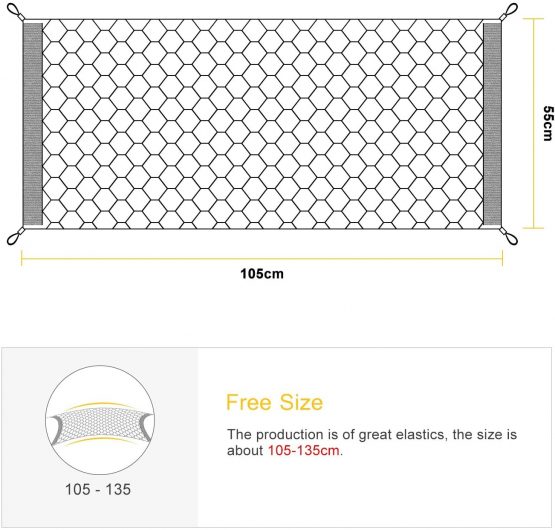 Delaman® Nylon Elastic Mesh Net Car Hatchback Rear Luggage Cargo Trunk Storage Bag Pocket Organizer - Image 3