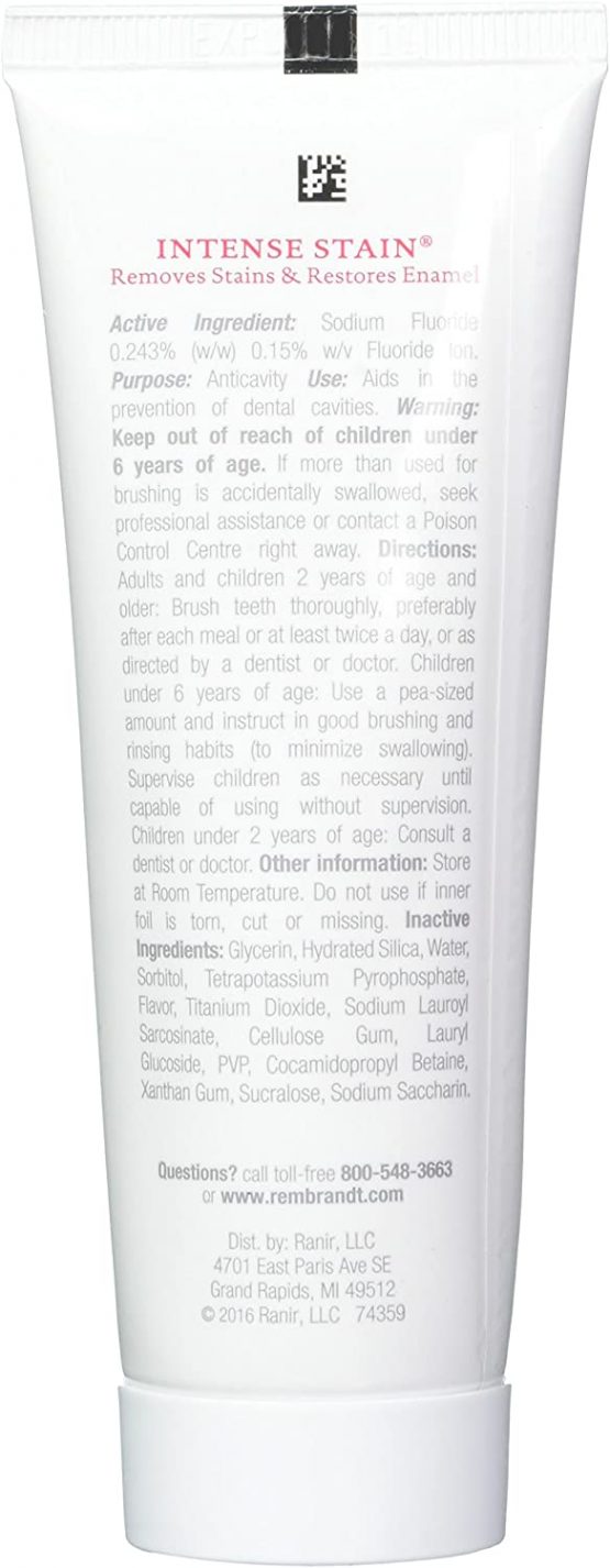 Rembrandt Intense Stain Whitening Toothpaste with Fluoride Mint, 3.52 oz - Image 2