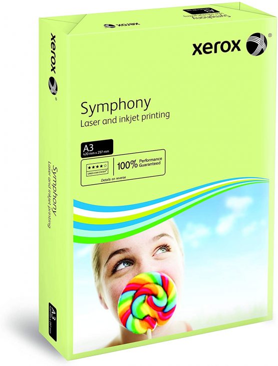 Xerox Symphony Pastel 003R91955 Printer/Copier Paper Coloured DIN A3 80 g/m² 500 Sheets Suitable for Colour Laser and Inkjet Printers/Green