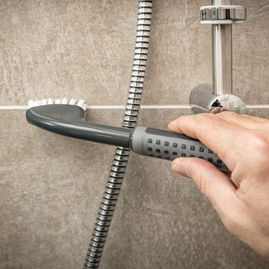 Addis 517703 ComfiGrip Tile Grout Stiff Cleaning Brush, Metallic Graphite, 2.5 x 8 x 27 cm - Image 3