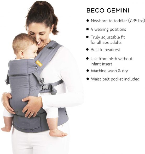 Beco Gemini Baby Carrier - Cool Navy, Sleek and Simple 5-in-1 All Position Backpack Style Sling for Holding Babies, Infants and Child from 7-35 lbs Certified Ergonomic - Image 2