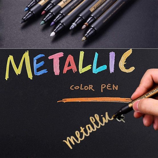 Metallic Marker Pens, Funnasting Set of 10 Assorted Colours Painting Pens Art Marker for Card Making, Scrapbooking, DIY Photo Album, Plastic, Glass, Metal, Wood, Stone, Clothes and Pottery - Image 2