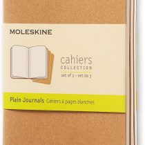 Moleskine Cahier Journal, Set 3 Notebooks with Plain Pages, Cardboard Cover with Visible Cotton Stiching, Colour Kraft Brown, Pocket 9 x 14 cm, 64 Pages