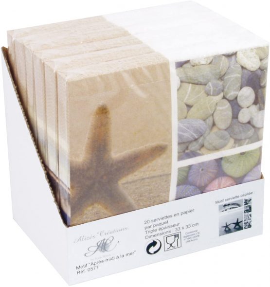 Générique Generic 577 "Après Midi à la Mer [Afternoon by the Sea] Paper Towel Stand, Six Packs of 20 Serviettes, 33 x 33 cm, Multicoloured