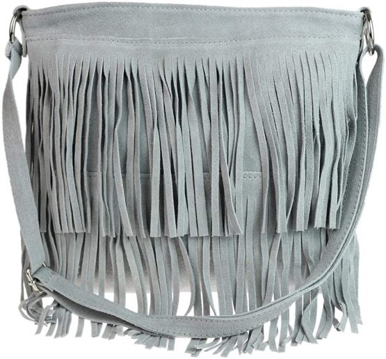 Girly Handbags Genuine Suede Fringe Shoulder Bag Crossbody Slouch Elegant Designer Womens Fashion - Image 4