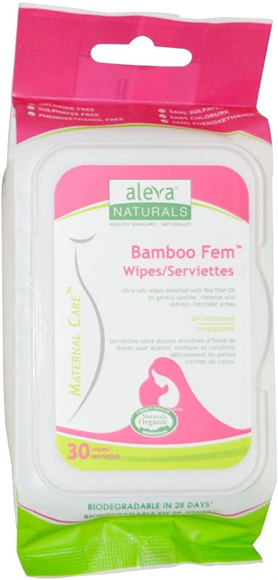 Aleva Naturals Bamboo Fem Maternal Wipes, Pack of 30