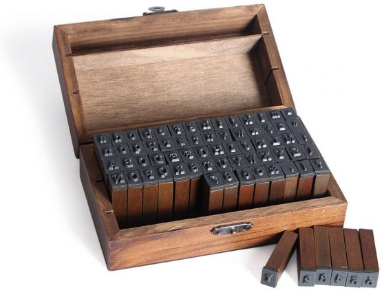 Alphabet Letters Stamps- Wooden Rubber Alphabet Letter Multipurpose Number Stamps Stamper Seal Set in a Wooden Box Case Set of 70pcs - Image 4