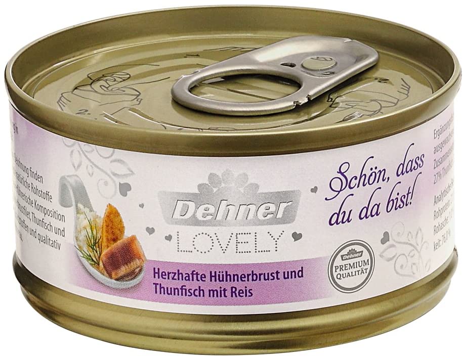 Dehner Premium Lovely Dietary Supplement, Chicken Breast Cat Food Adult Tuna With Rice, 24 x 70 g (1680 g - Image 2