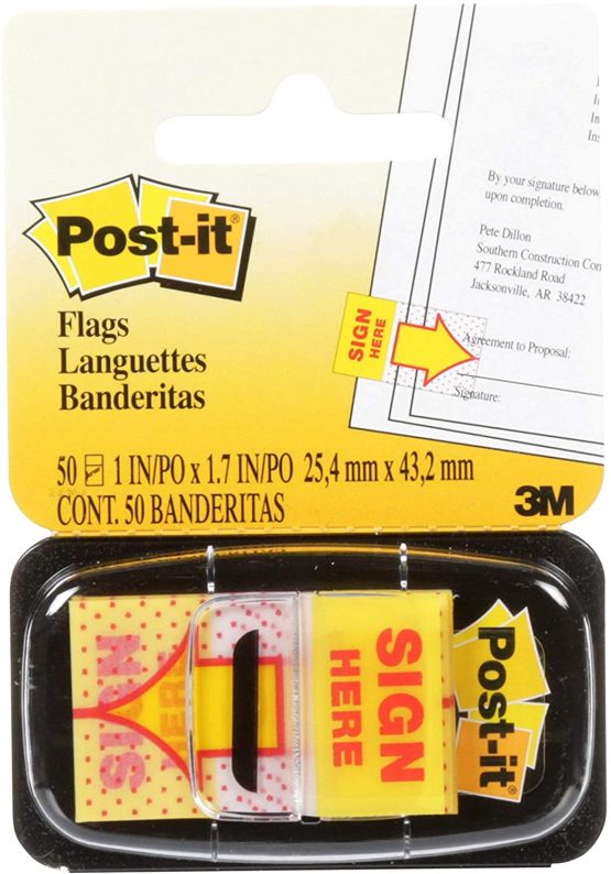 Post-it 25mm x 43.2mm Index Sign Here Flags (50 Sheets),680-9