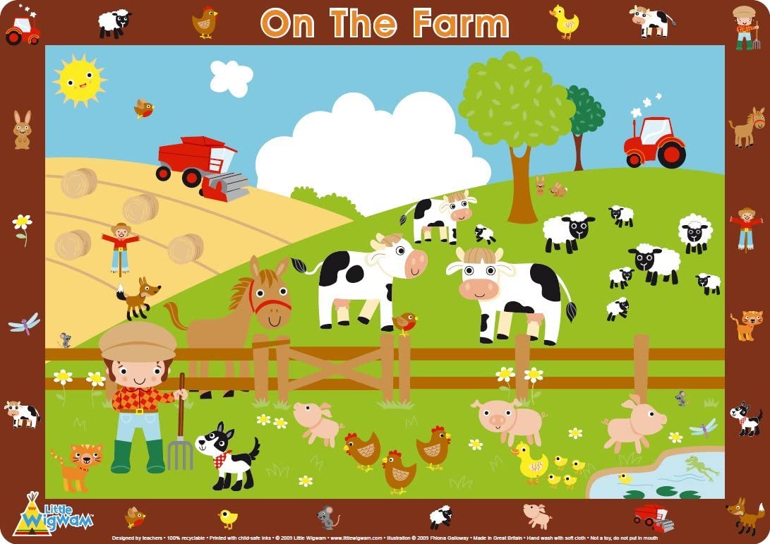 Little Wigwam On The Farm Placemat, Multicolor, 42 x 30 cm