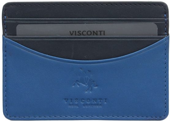 Visconti Lucca Collection Ramon Two Tone Slim Leather Credit Card Holder LC35 Blue Multi - Image 2