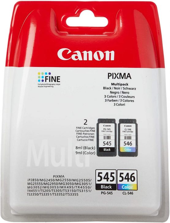 Canon ink cartridges PG-545 + CLI-546 BK / C / M / Y multipack black + color 8 ml + 9 ml ORIGINAL for PIXMA printer