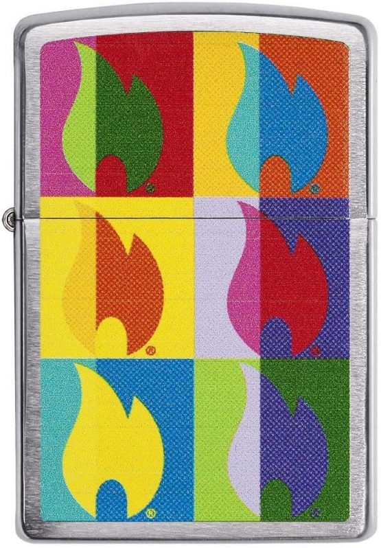 Zippo Unisex's Abctract Flame Design Windproof Pocket Lighter, Brushed Chrome, One Size - Image 2