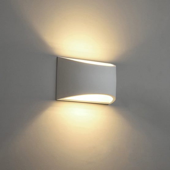 LED Wall Lights Indoor Modern White Plaster Wall Wash Lights 7W Warm White LED Sconce Up and Down Wall Lamp for Living Room, Bedroom, Hallway (G9 LED Bulb Include) - Image 2