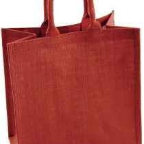 2 x Large Red Jute Shopping Bag - Plain Natural Hessian