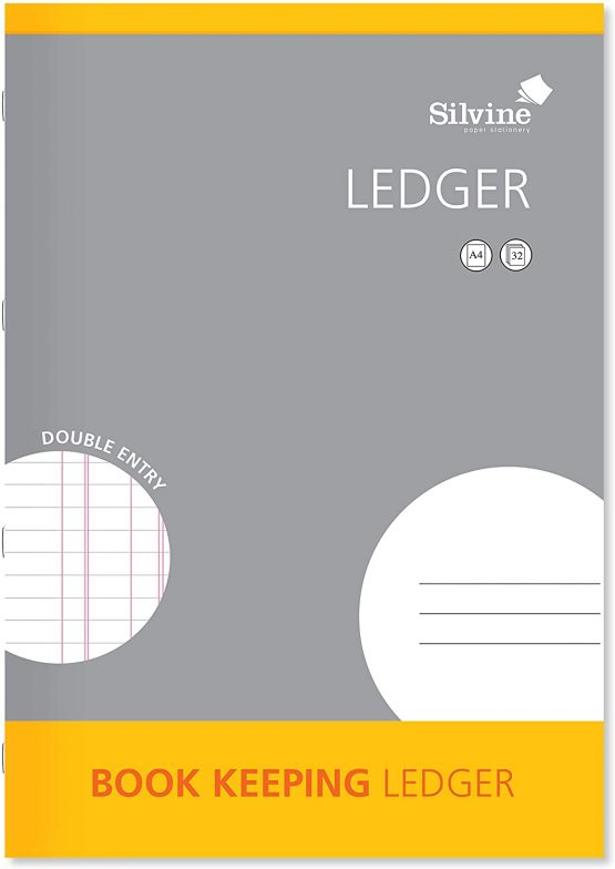 Silvine A4 Book Keeping Ledger, 32 Pages Printed 'Double Entry' - Ref SJA4L